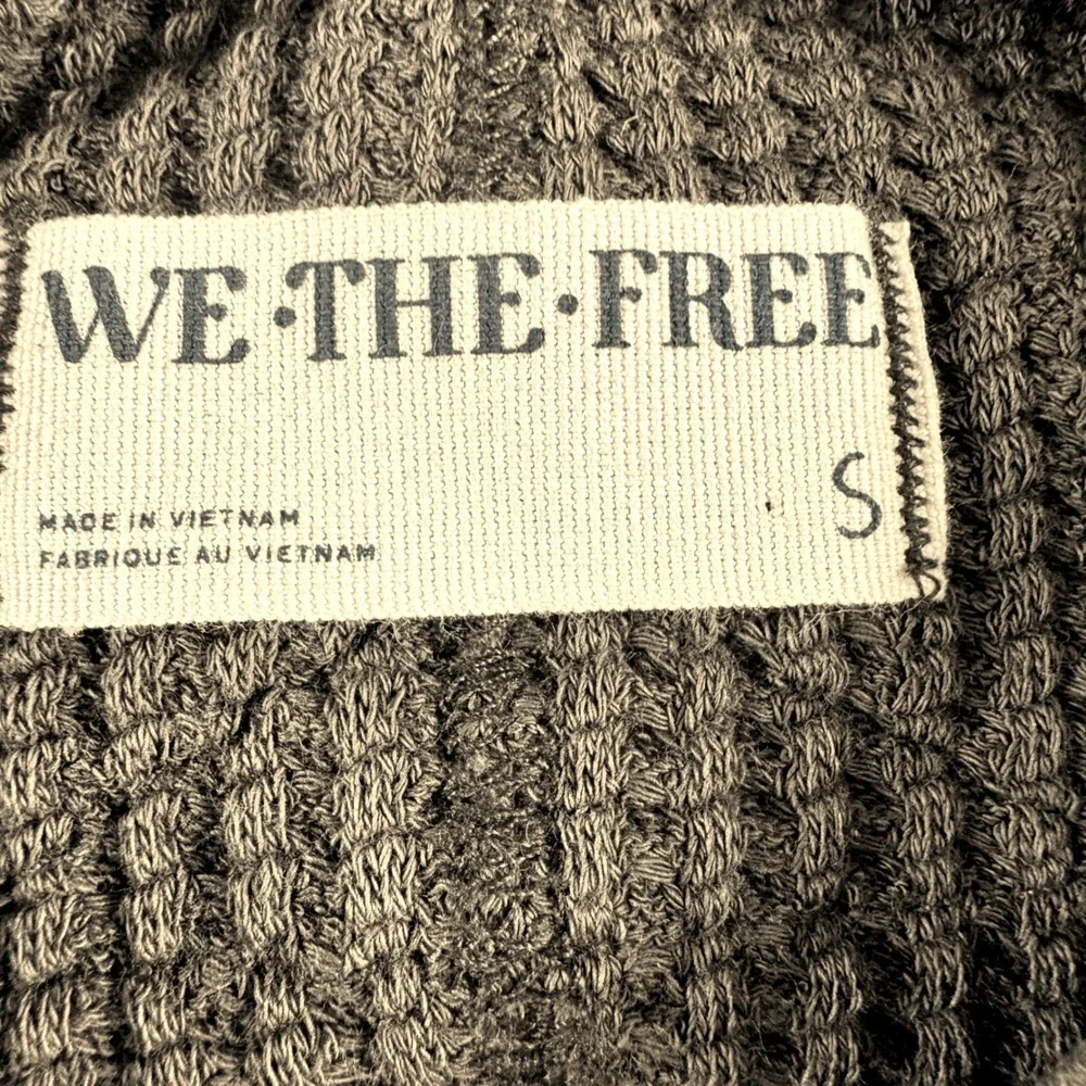 We The Free Travis Tunic Polo Pullover Women Small Green Waffle Knit Free People